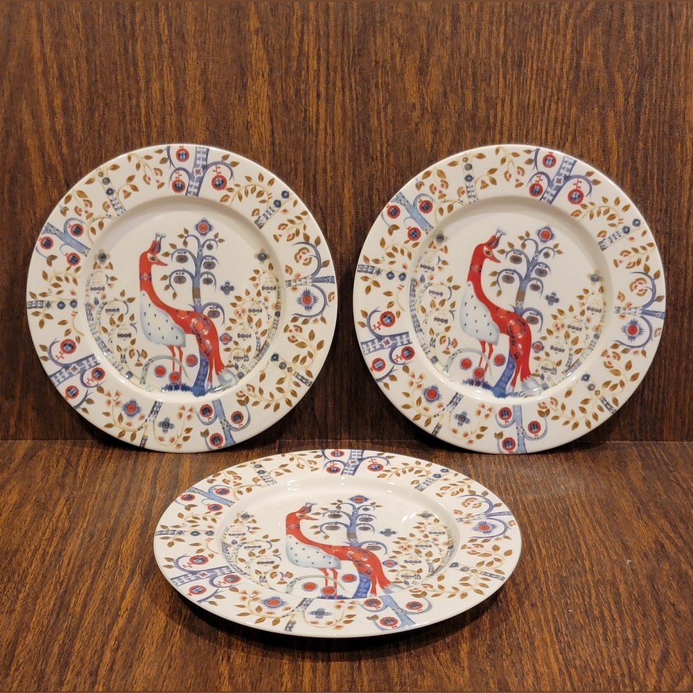 Iittala Taika  Klaus Haapaniemi Set of 3 White Salad Plates 8.75"